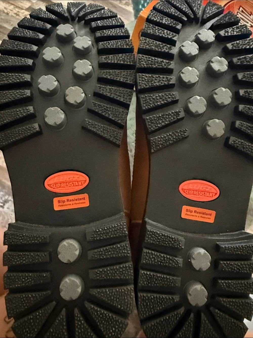 Lugz Tan and Black Lace-Up Men's Work Boots